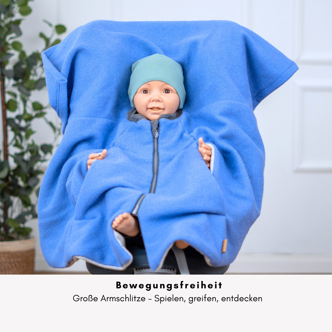 Kindersitzponcho Wollwalk "Blue"