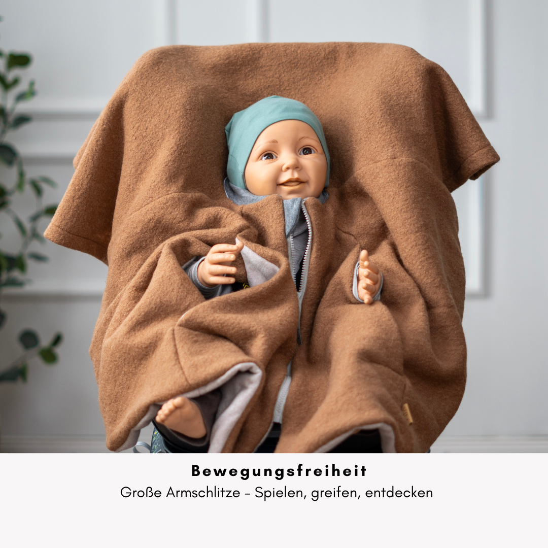 Kindersitzponcho Wollwalk "Caramel"