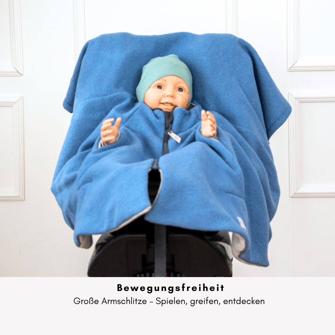 Kindersitzponcho Wollwalk "Atlantik Blue"