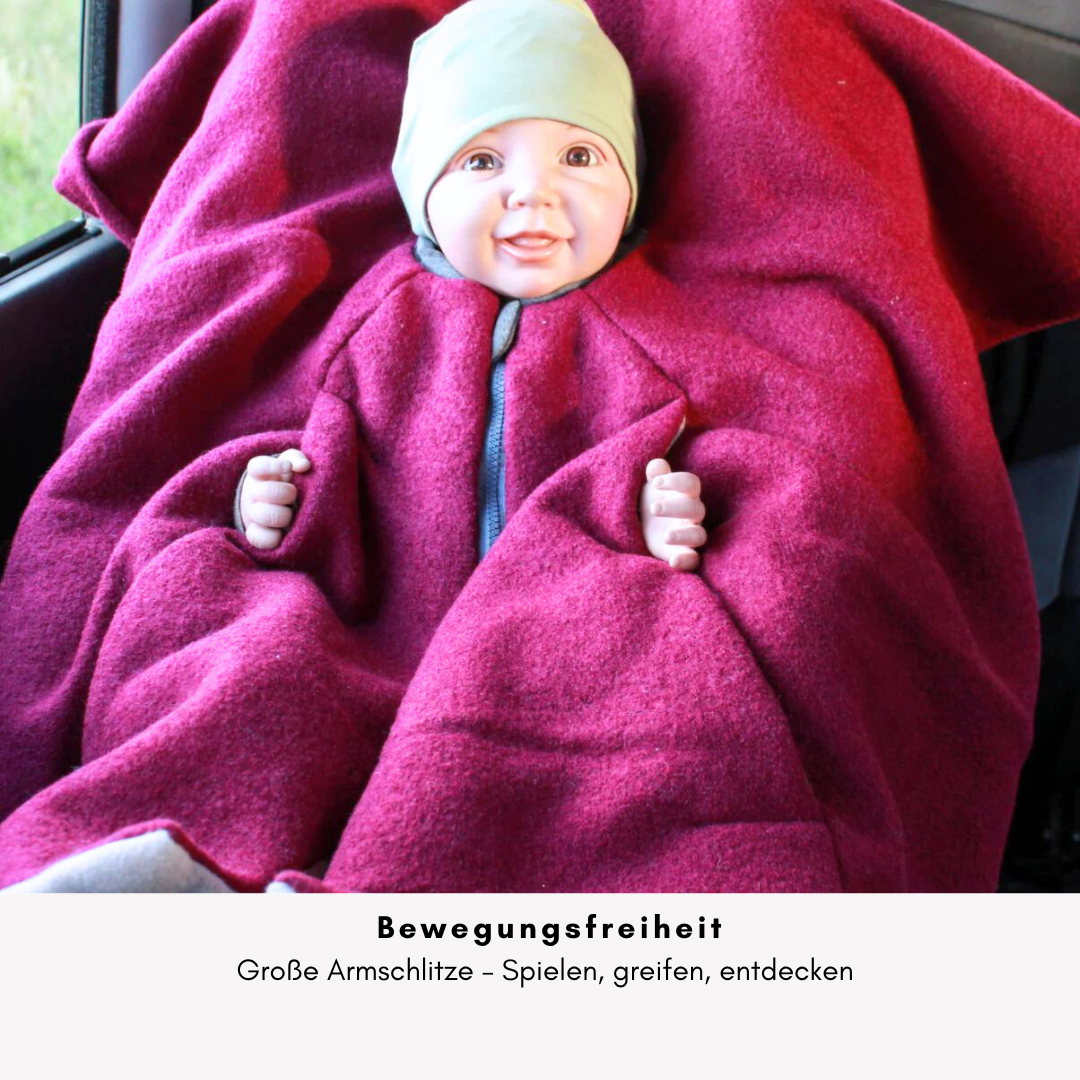 Kindersitzponcho Wollwalk "Raspberry"