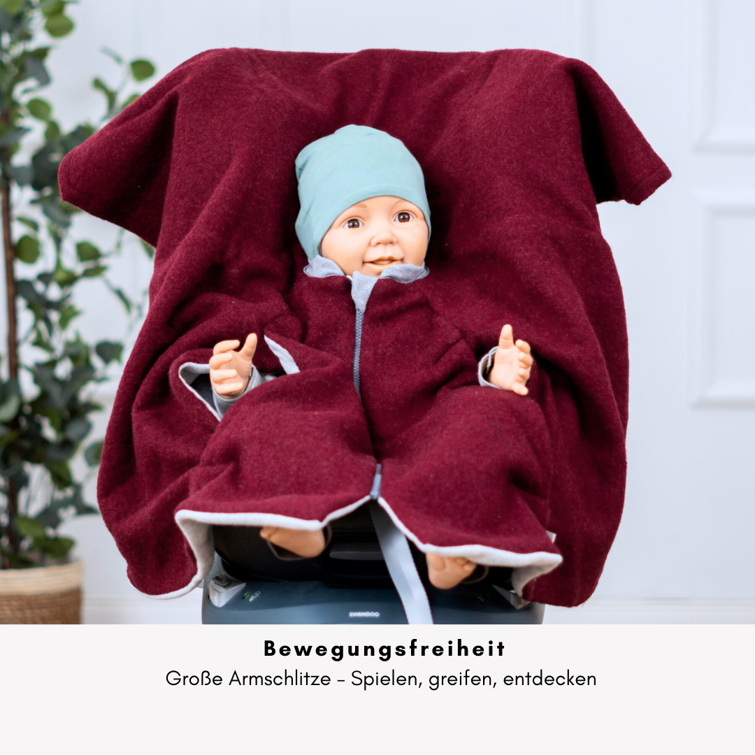 Kindersitzponcho Wollwalk "Brombeere"