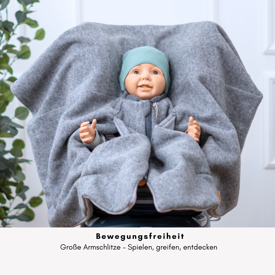 Kindersitzponcho Wollwalk "Pure Grey"