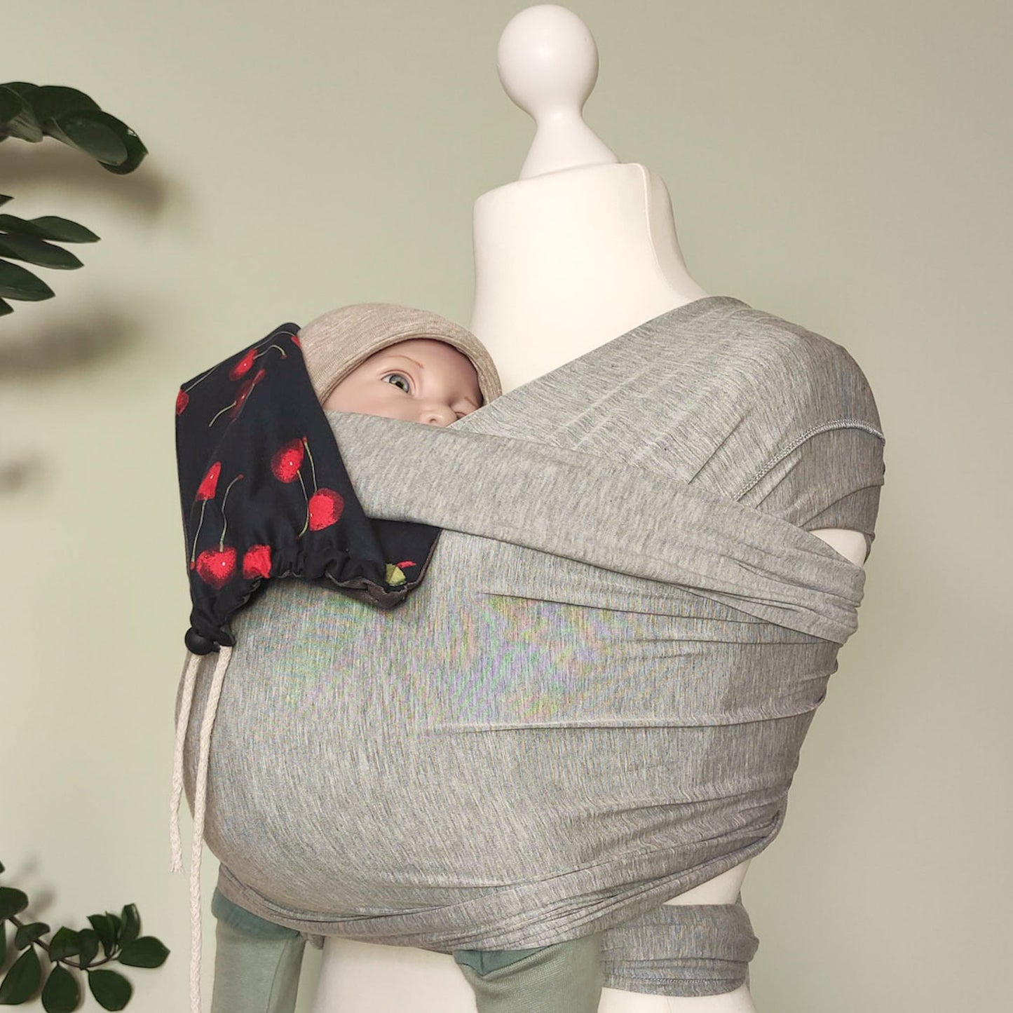 Kopfstütze -Cherry grau- aus Baumwolle & Leinen