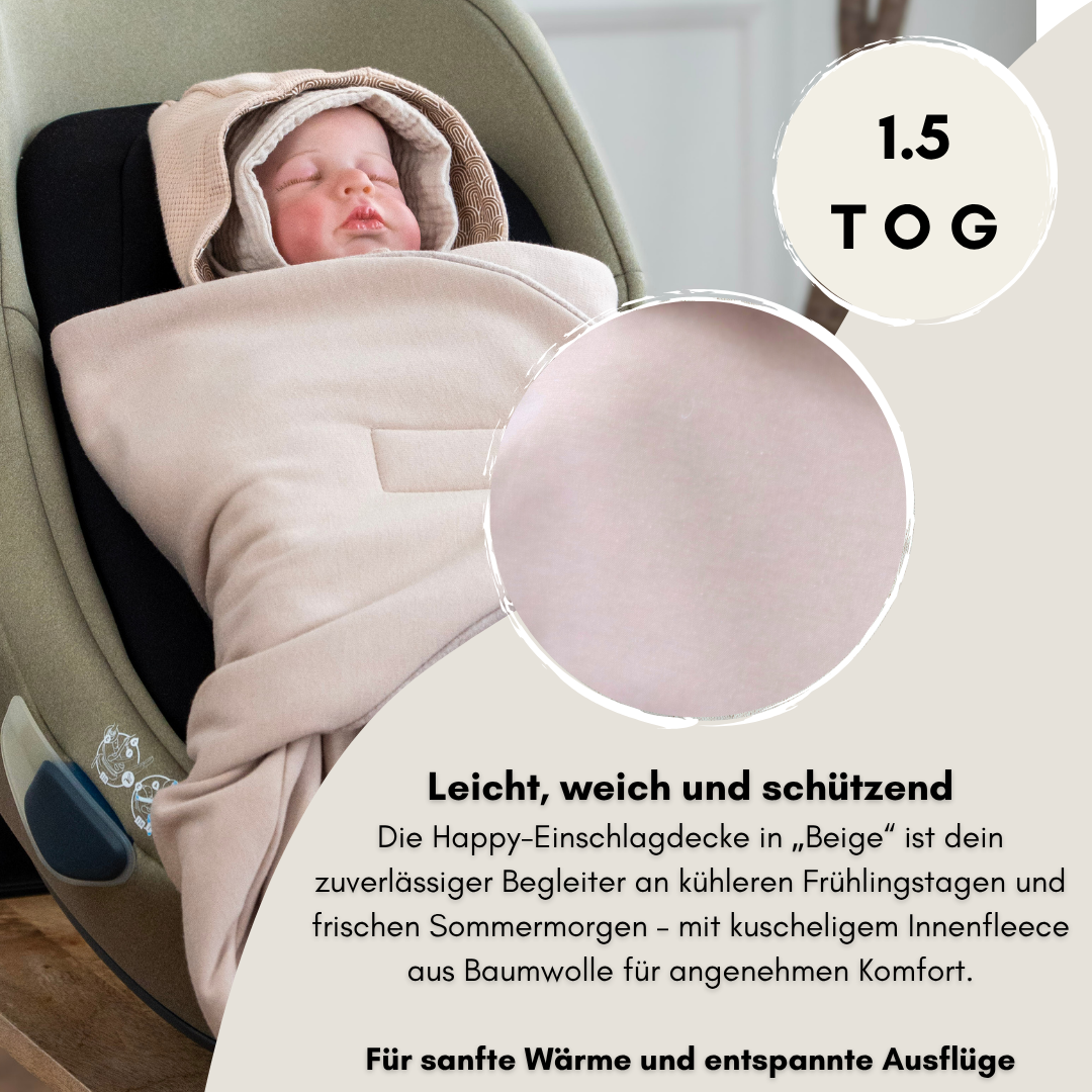Einschlagdecke aus Baumwolle & Fleece -in fröhlichen Farben "Happy"