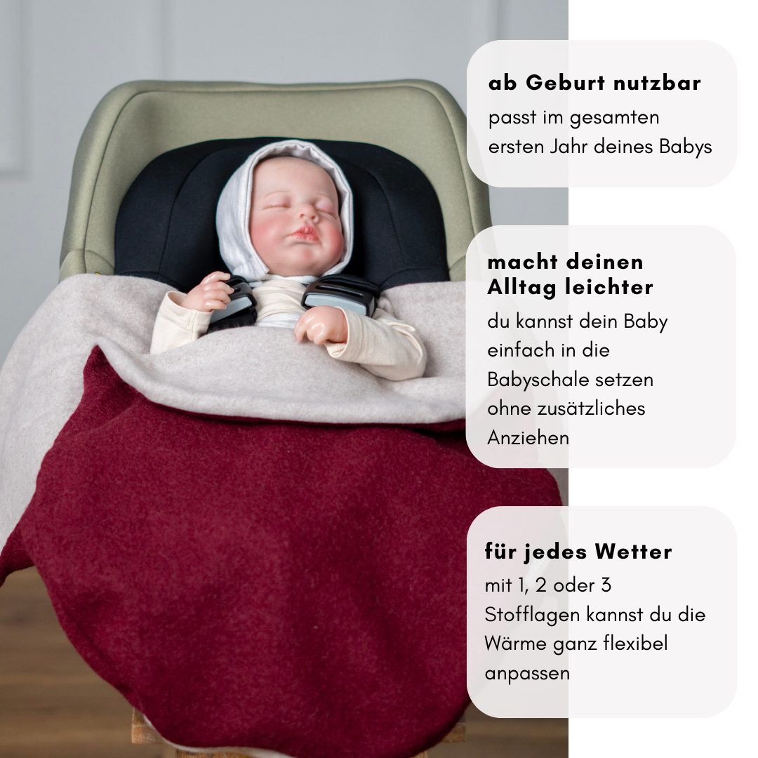 Einschlagdecke ab Geburt – für Babyschale, Kinderwagen oder Autositz