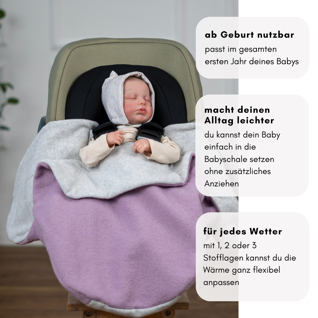 Einschlagdecke ab Geburt – für Babyschale, Kinderwagen oder Autositz