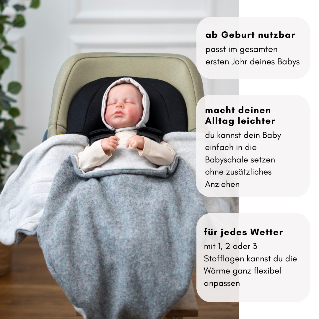 Einschlagdecke "Wollwalk pure grey"