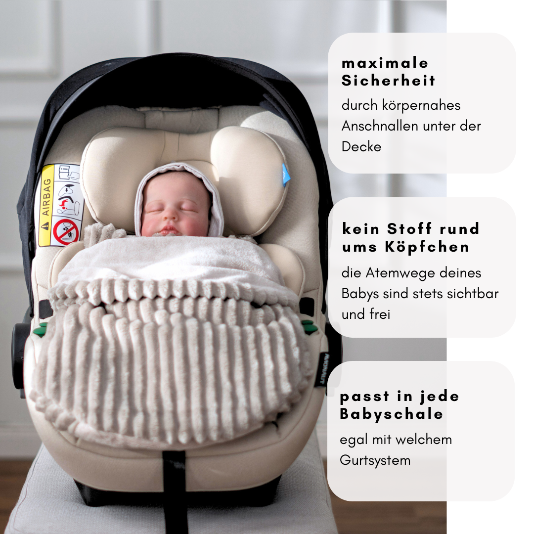 Einschlagdecke ohne Kapuze – maximale Sicherheit & passend für alle Babyschalen