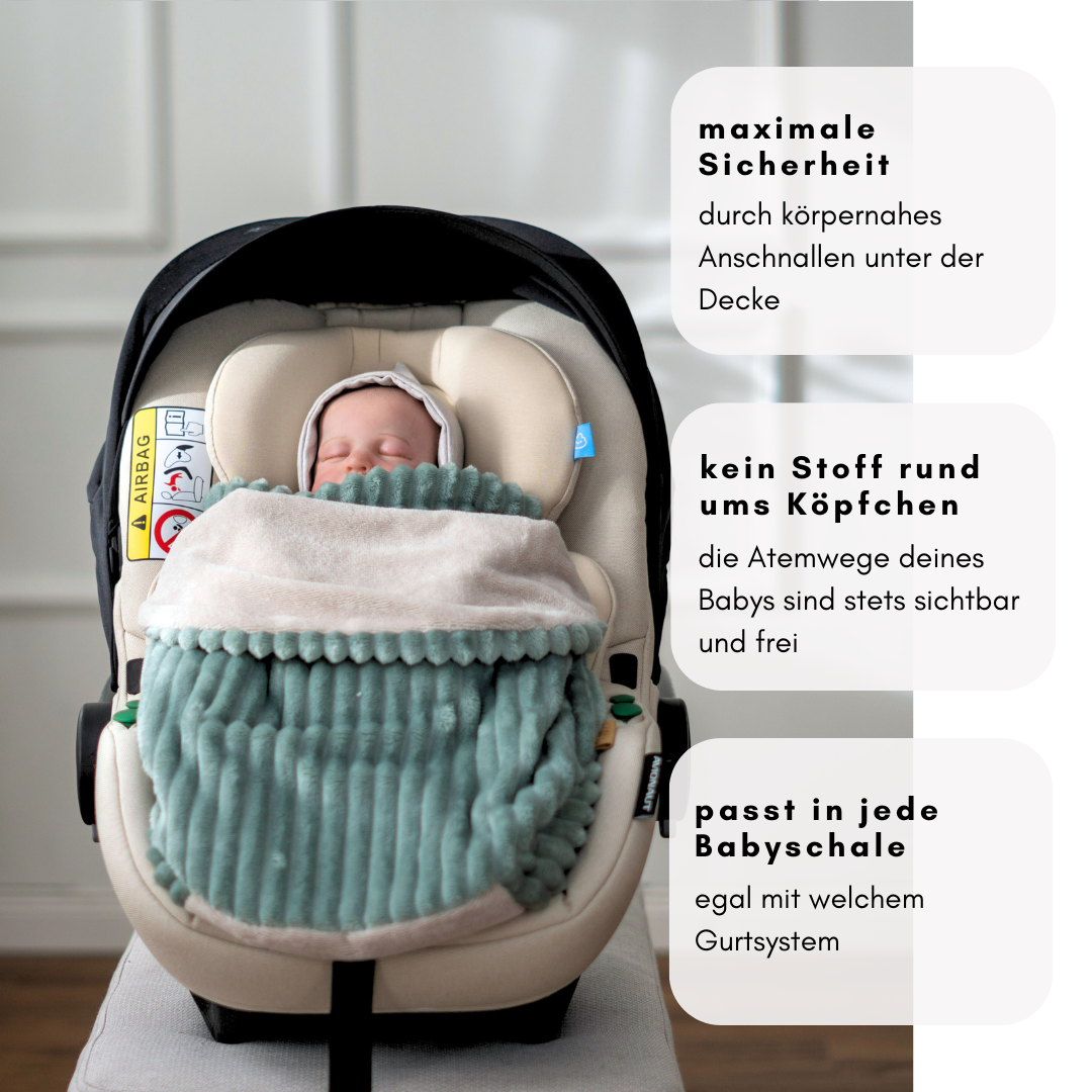 Einschlagdecke ohne Kapuze – maximale Sicherheit & passend für alle Babyschalen