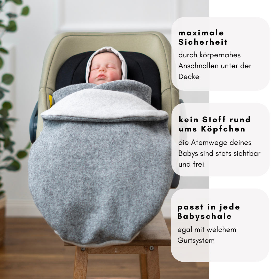 Einschlagdecke ohne Kapuze – maximale Sicherheit & passend für alle Babyschalen
