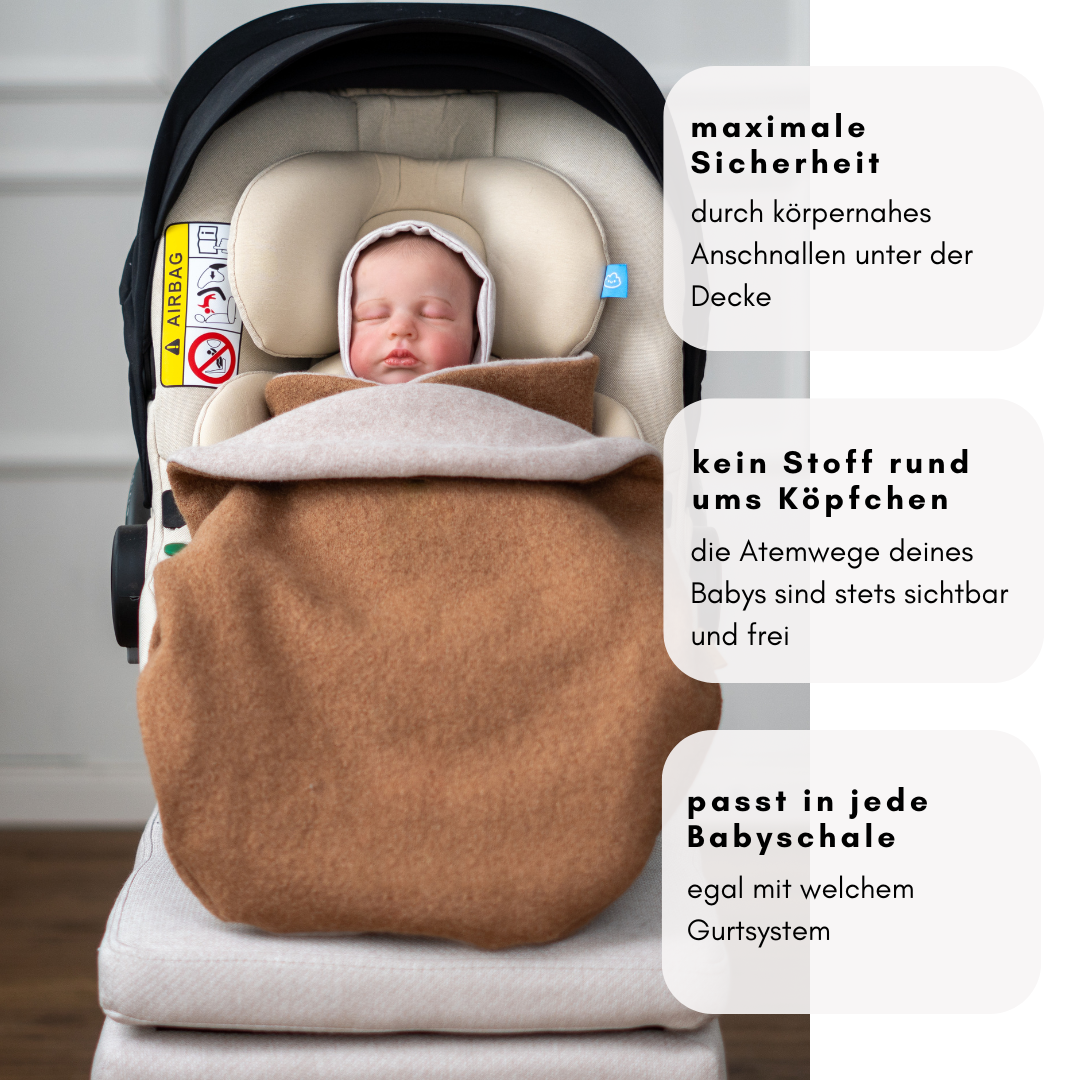 Einschlagdecke ohne Kapuze – maximale Sicherheit & passend für alle Babyschalen