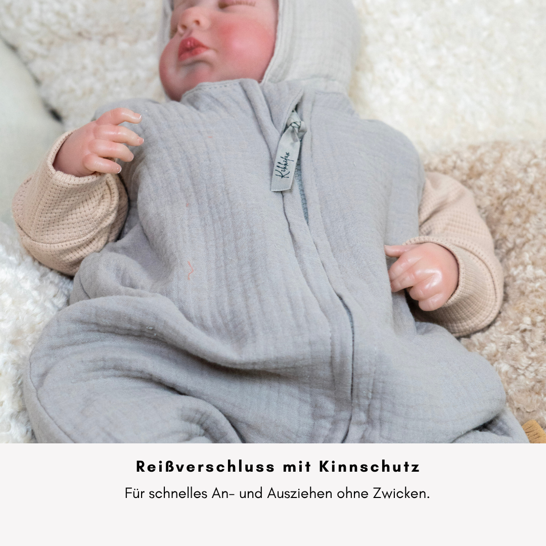 Musselin-Schlafsack mit Füßen – Für kleine Entdecker mit Freiheitsdrang "beige"