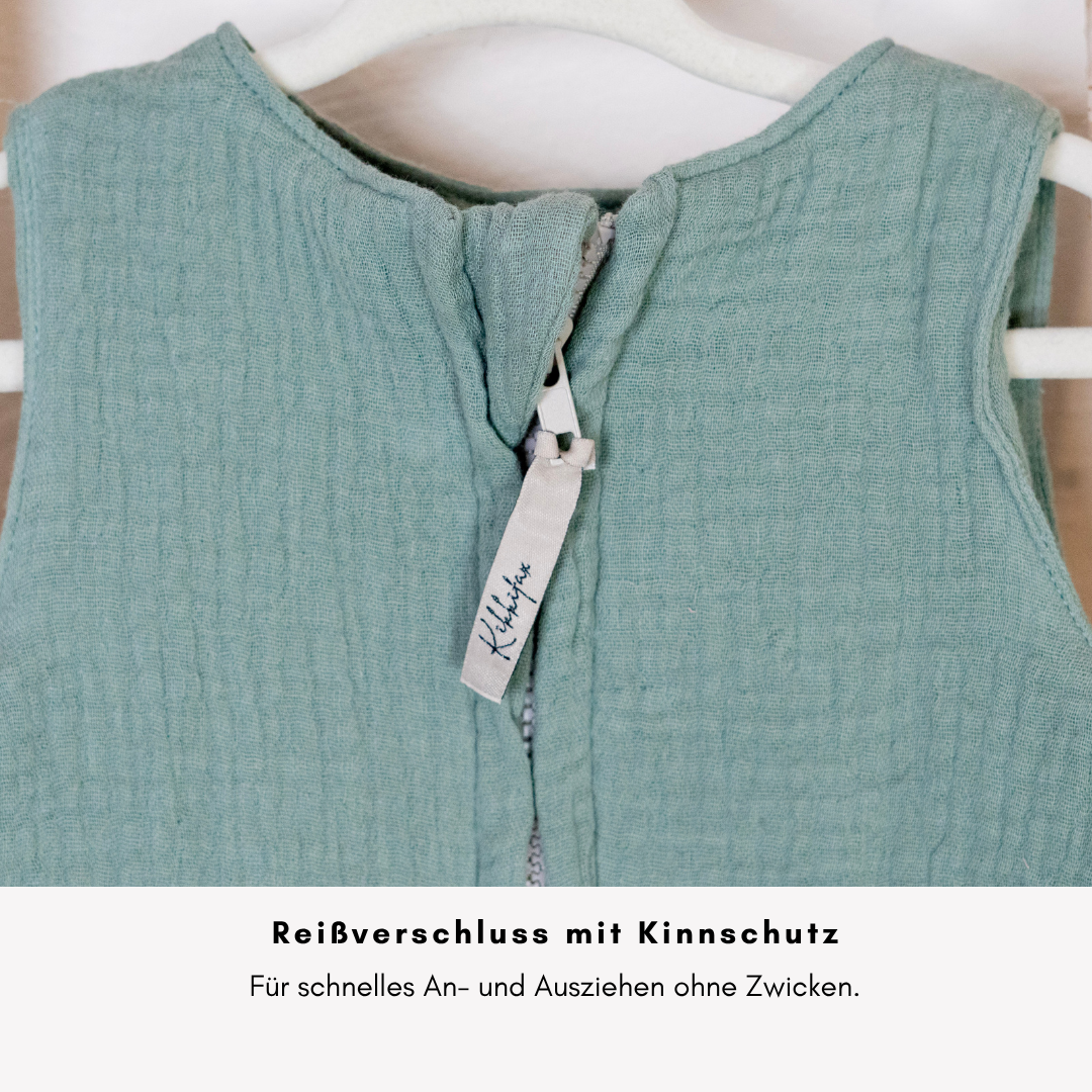 Musselin-Schlafsack mit Füßen – Für kleine Entdecker mit Freiheitsdrang "Mint"