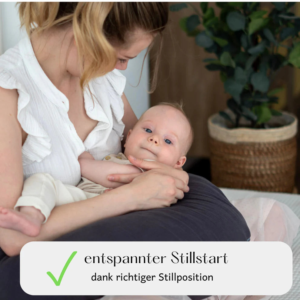 Stillkissen Musselin grau - für entspanntes Stillen