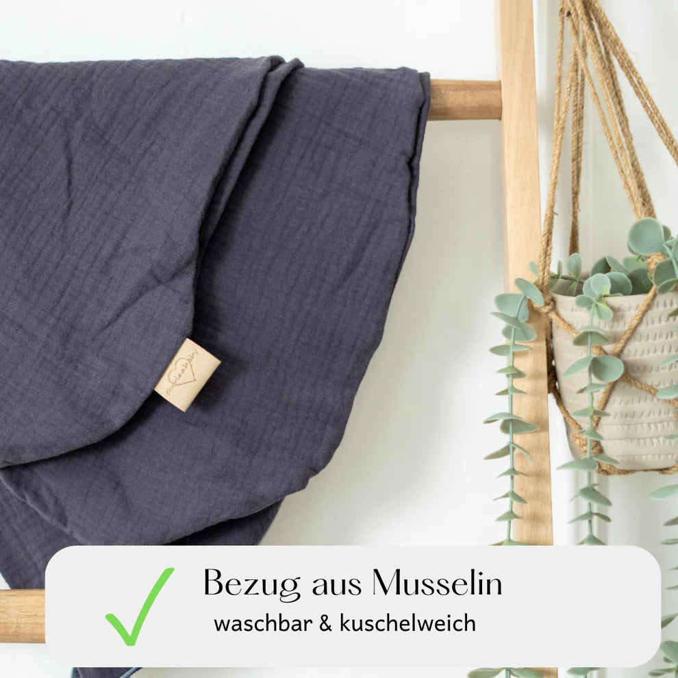 Stillkissen Musselin grau - für entspanntes Stillen