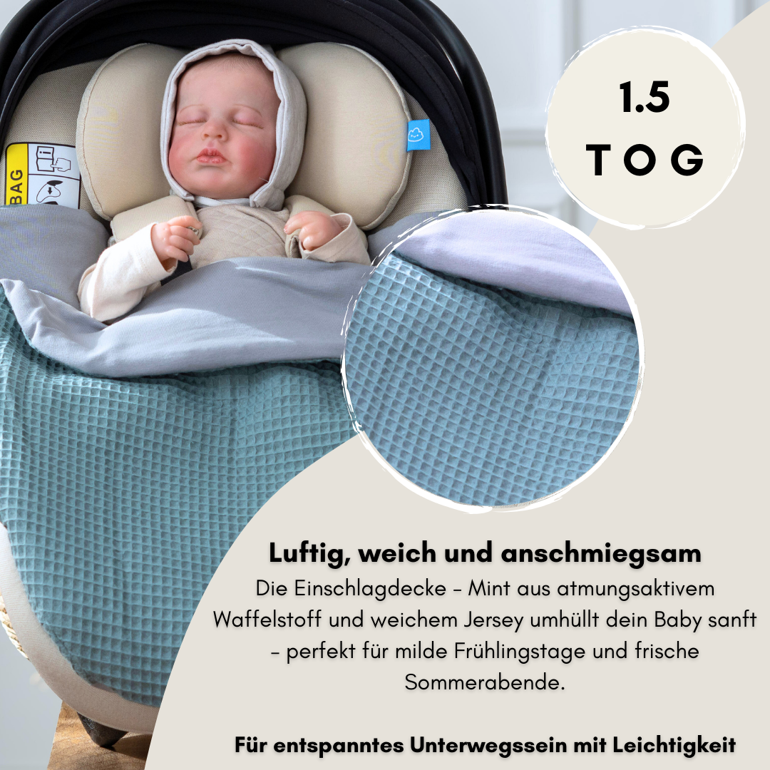 Einschlagdecke Frühling & Sommer -Mint (Waffelpiqué & Jersey)
