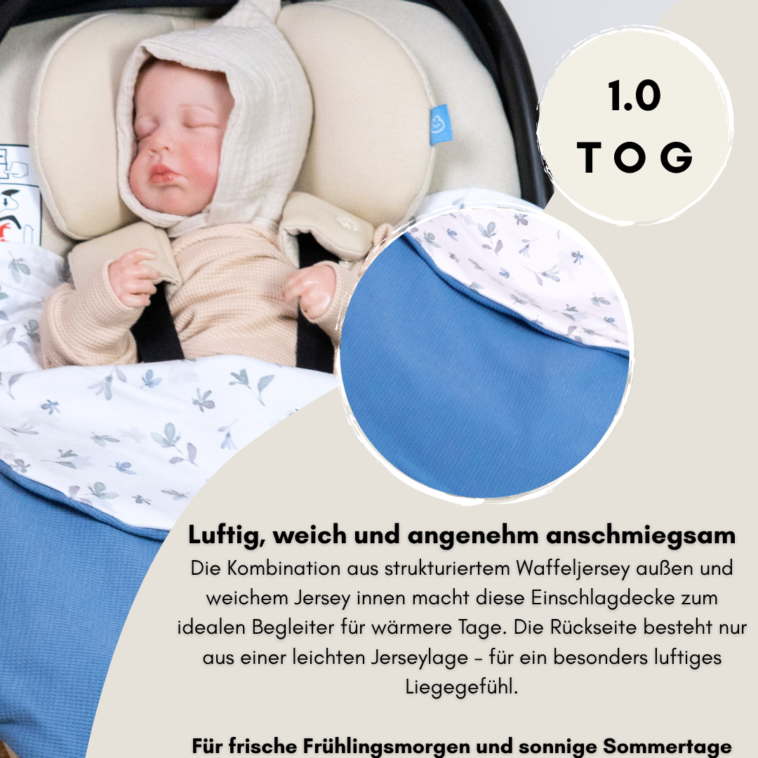 Einschlagdecke Frühling & Sommer- Blue (Waffeljersey & Jersey)