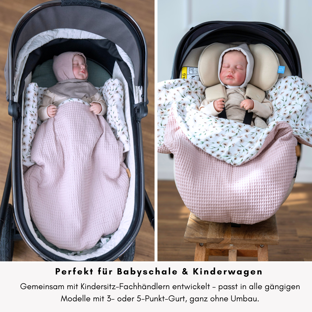 Einschlagdecke Kinderwagen & Babyschale – flexibel einsetzbar für unterwegs