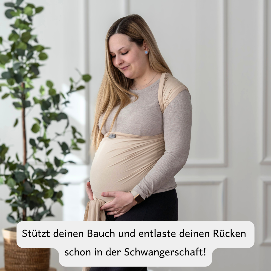 Elastisches Tragetuch – stützt den Bauch und entlastet den Rücken schon in der Schwangerschaft