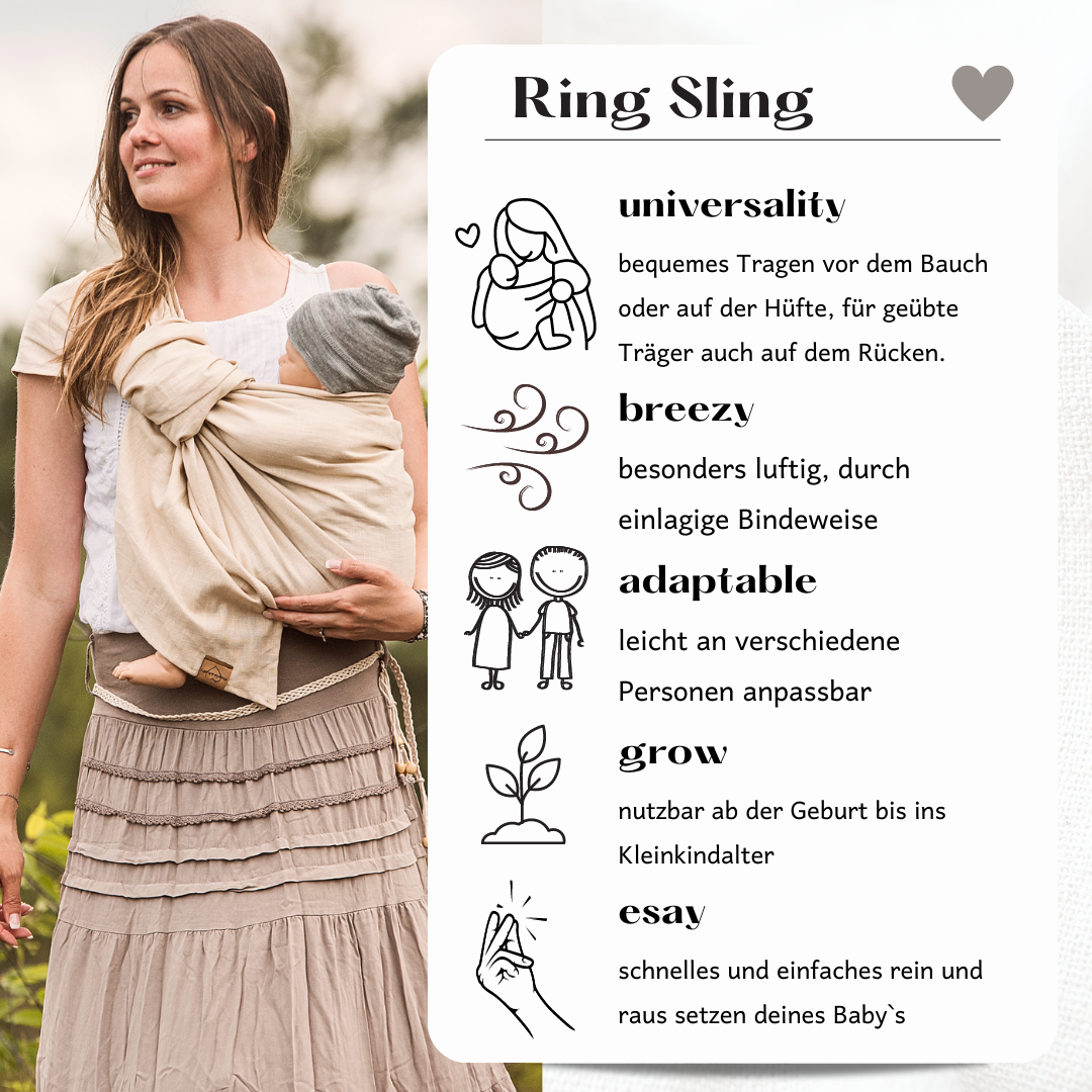 Ring Sling aus Leinen - Valentina -