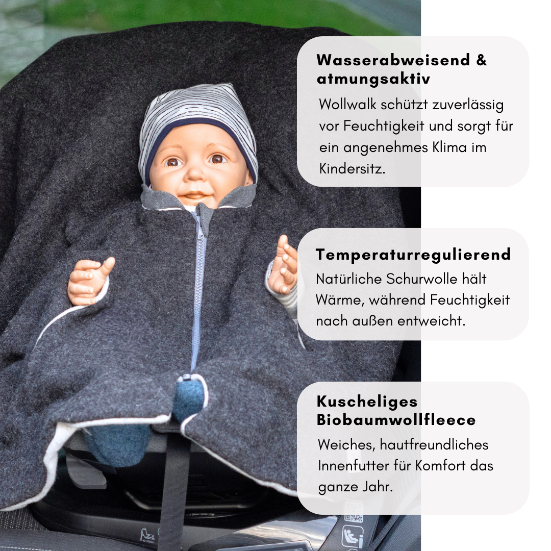 Kindersitzponcho Wollwalk "Anthrazit"
