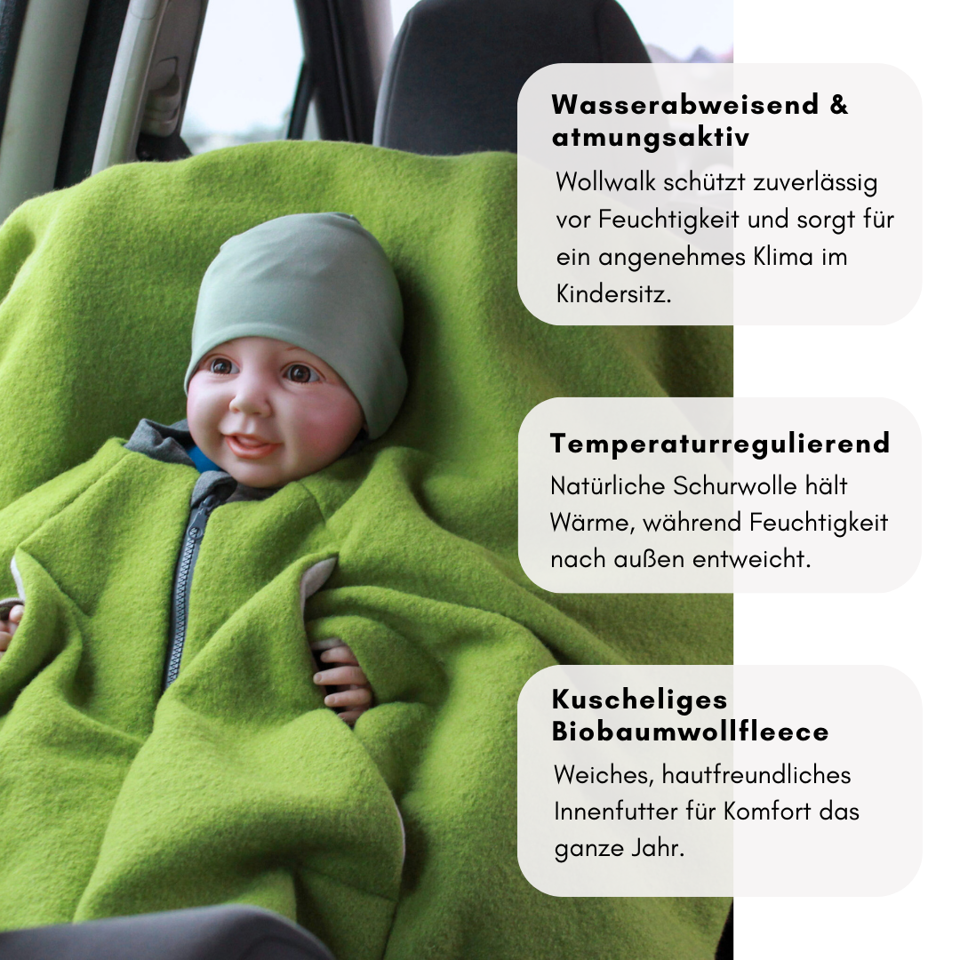 Kindersitzponcho Wollwalk "Pure Apple"