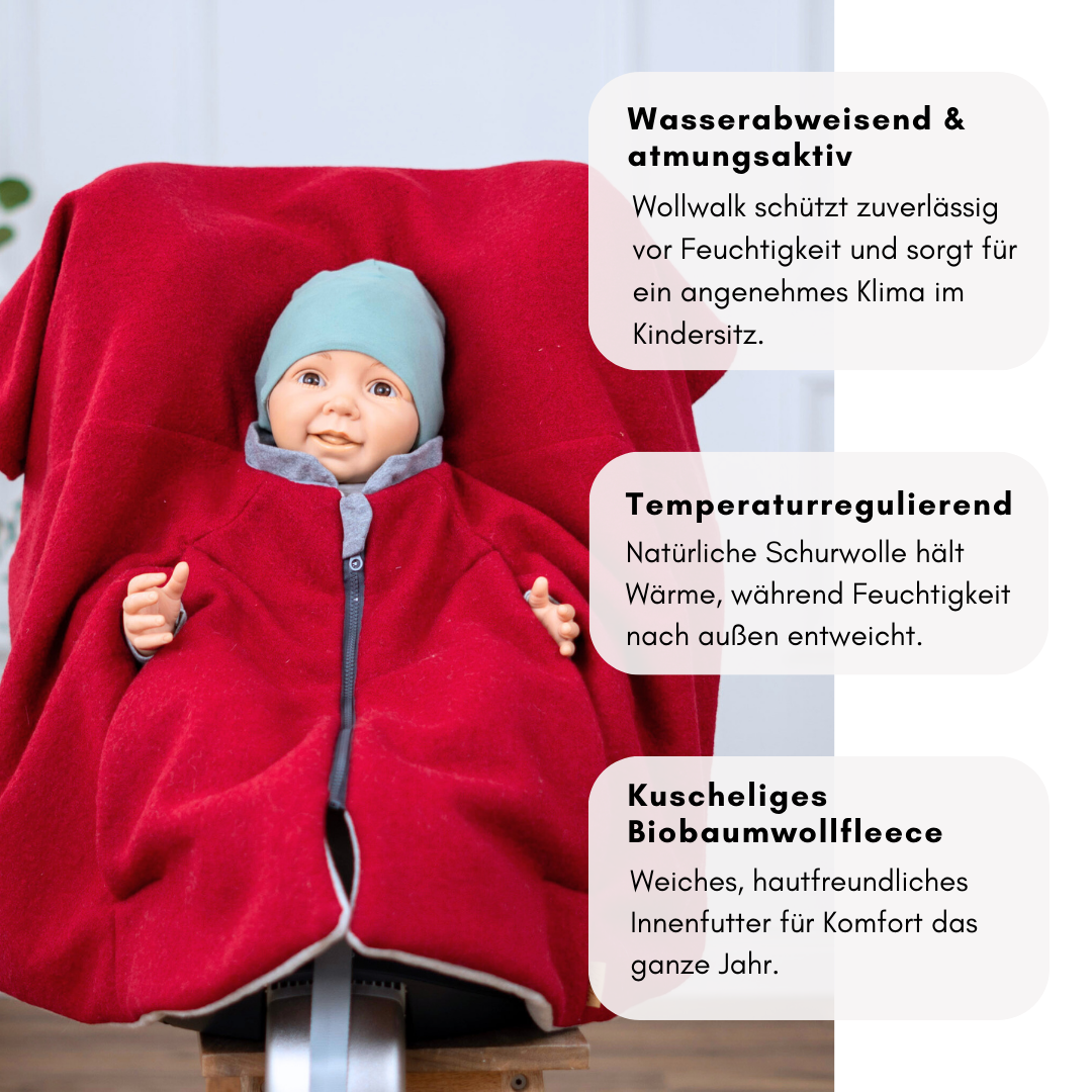 Kindersitzponcho Wollwalk "Pure Berry"