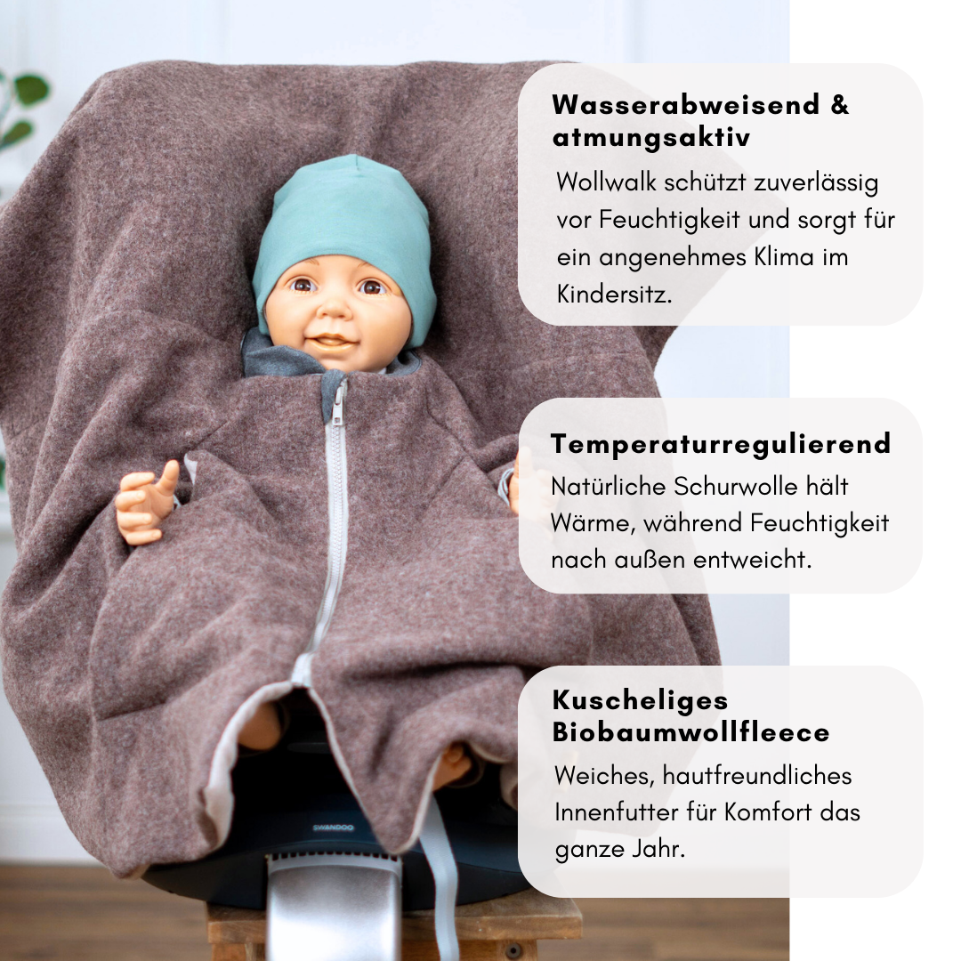 Kindersitzponcho Wollwalk "Pure Hazel"