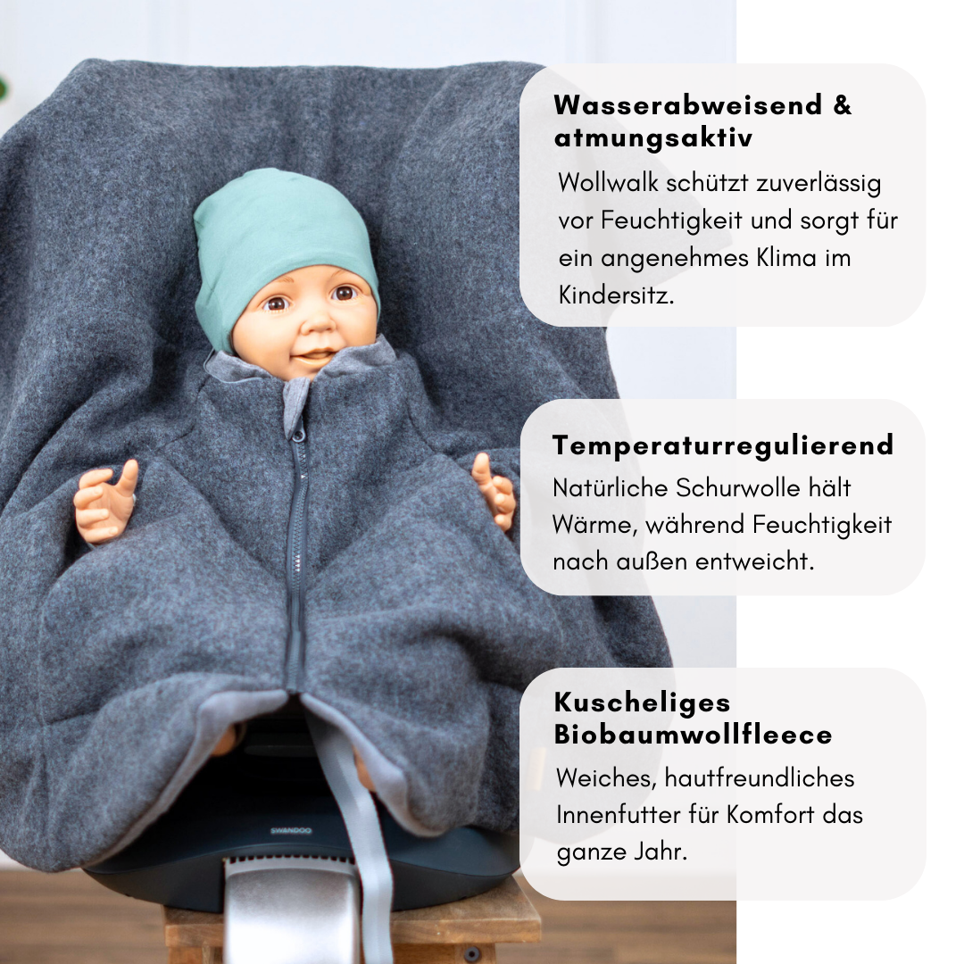 Kindersitzponcho Wollwalk "Pure Mouse"