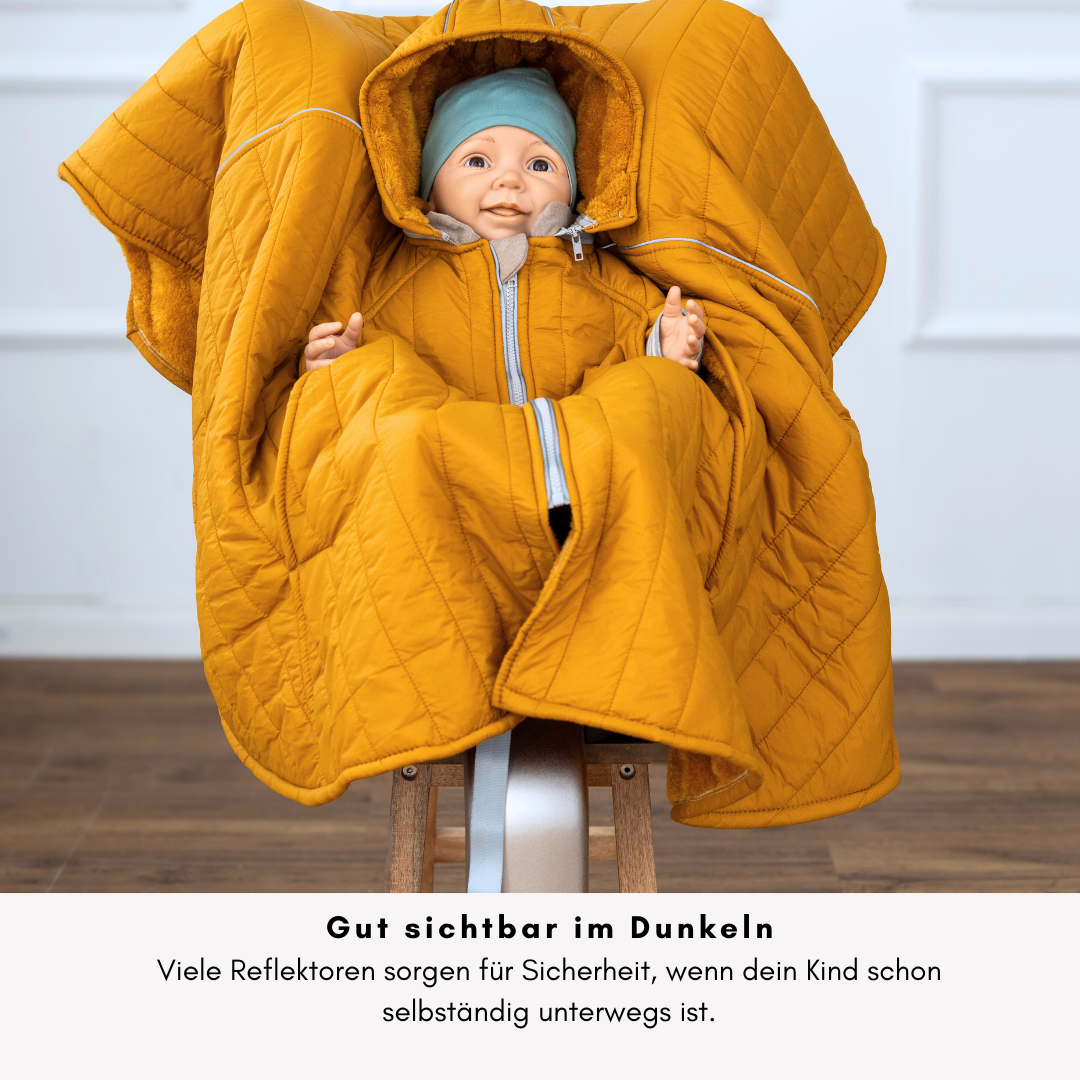 XL Kindersitzponcho Stepp Senfgelb