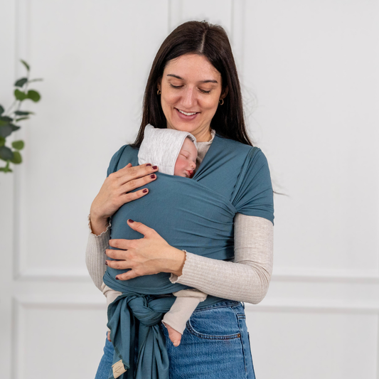 Elastisches Babytragetuch aus Bambus – perfekt ab Geburt, weich und sicher für Neugeborene und Frühchen - Petrol