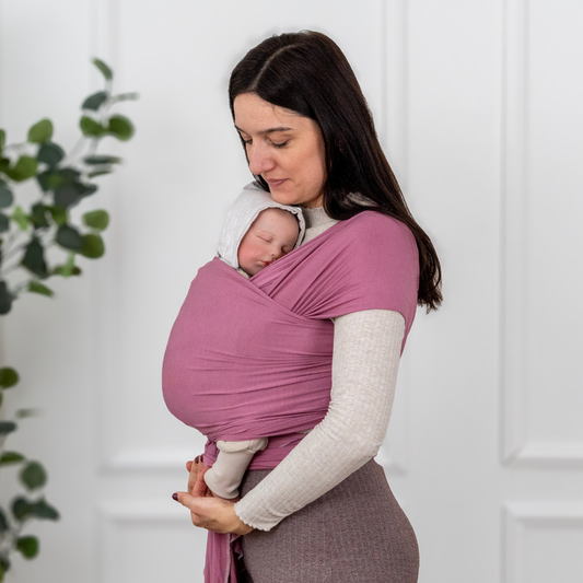 Elastisches Babytragetuch aus Bambus – perfekt ab Geburt, weich und sicher für Neugeborene und Frühchen - rosa