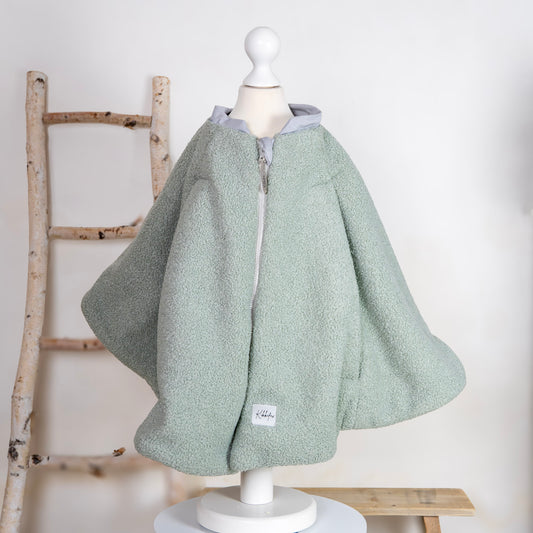 Kindersitzponcho One Size Teddy Mint – innen flauschig und außen flauschig 💛