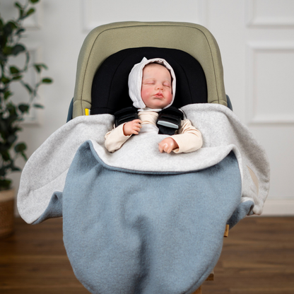 Einschlagdecke aus Wollwalk für Babyschale – warm, sicher & bequem, ideal ab Geburt - mint