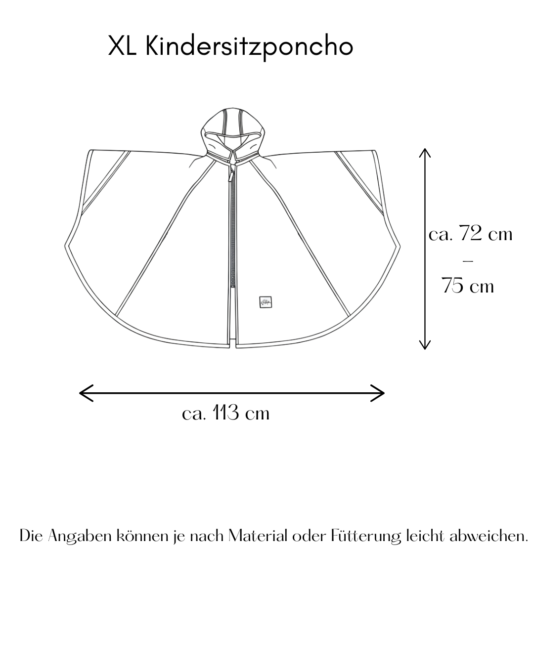 Größen Grafik zu dem XL Kindersitzoncho