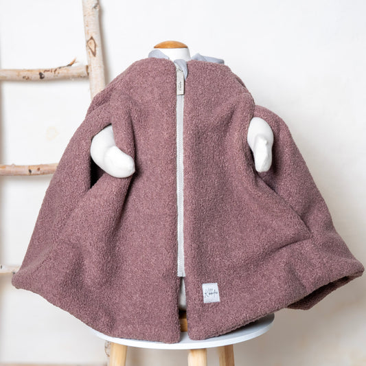 Kindersitzponcho One Size Teddy Blush – innen flauschig und außen flauschig 💛