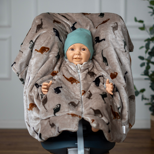 Kindersitzponcho "flauschiger Dino"