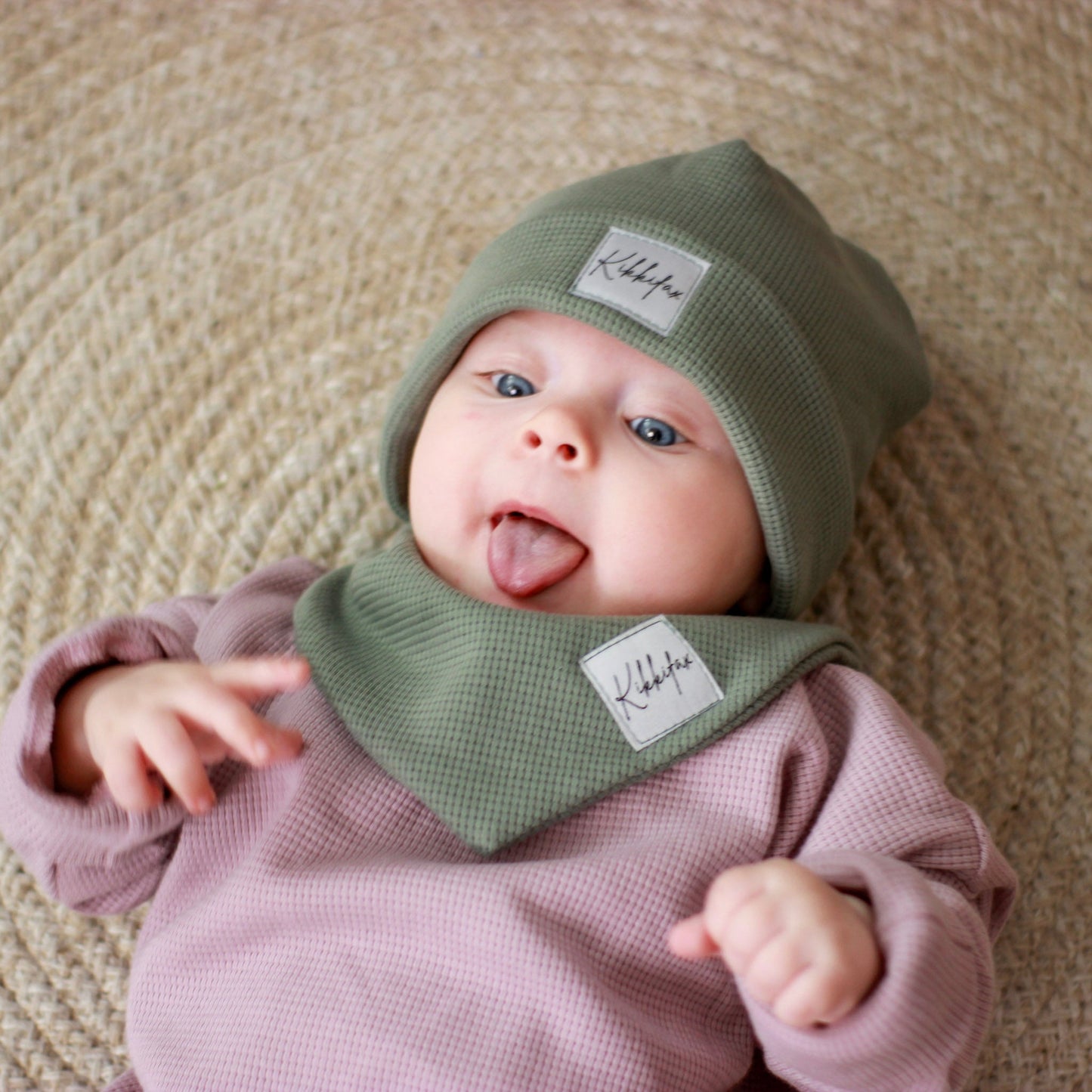 Beanie-Set aus Waffeljersey