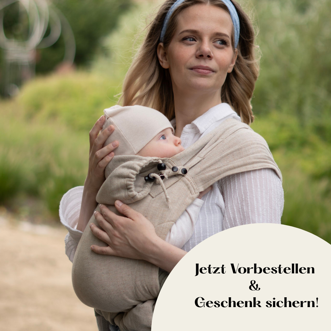 Fullbuckle Babytrage aus Leinen-Mix – Beige Babytrage ab Geburt – ideal für den Sommer