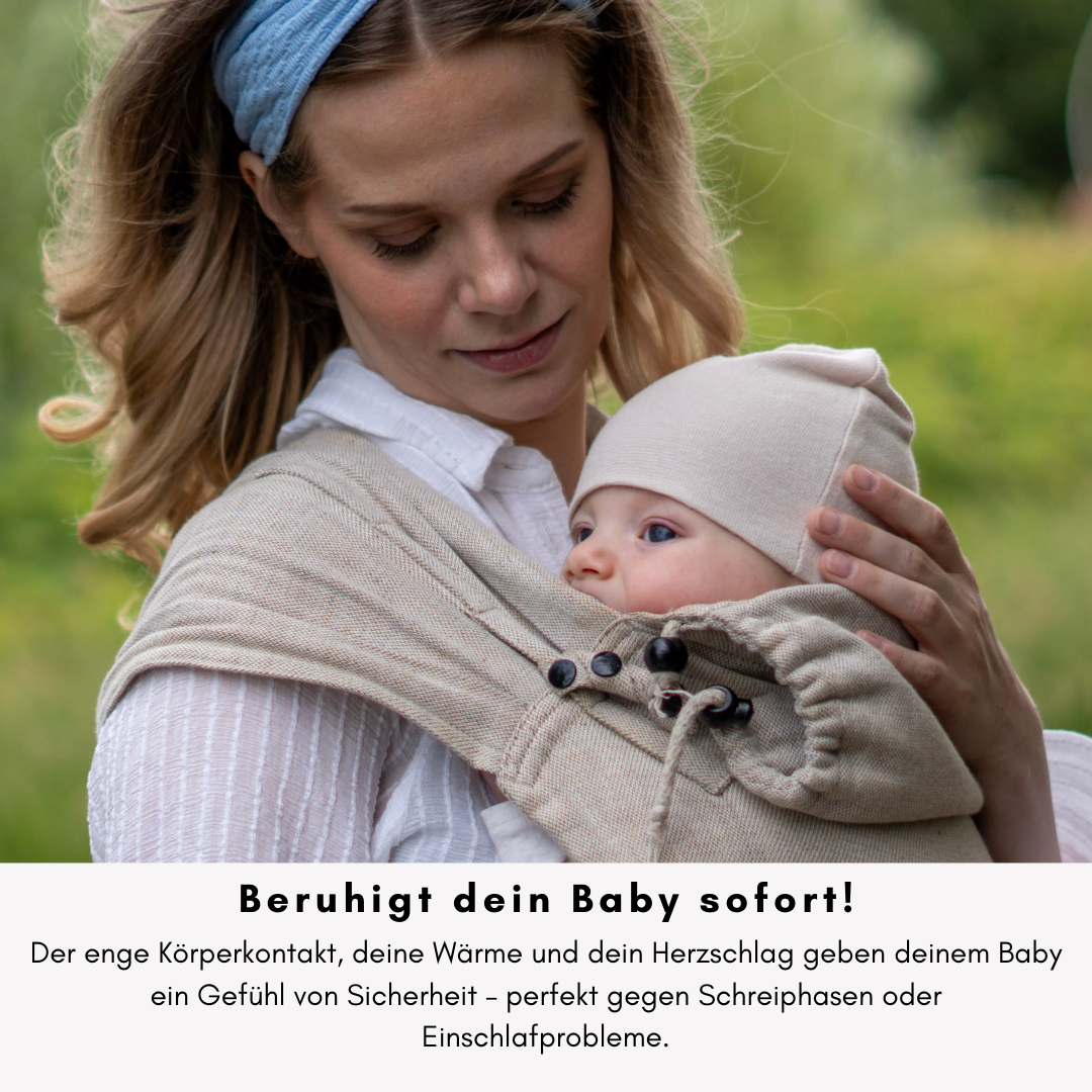 Fullbuckle Babytrage aus Leinen-Mix – Beige Babytrage ab Geburt – ideal für den Sommer