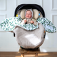 Leichte Einschlagdecke für Babyschale – ideal für Frühling & Sommer - in Beige mit Eukalyptus Jersey innen