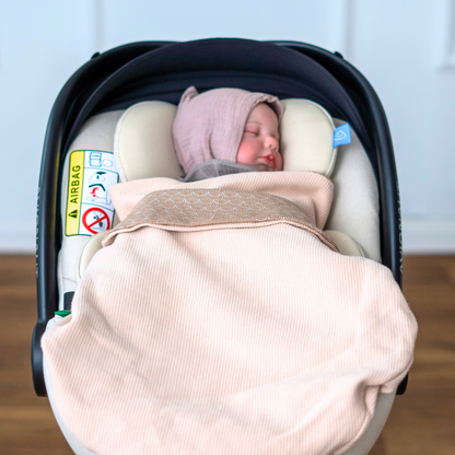 Sommer-Einschlagdecke für Babyschale, Reboarder oder Kinderwagen - beige