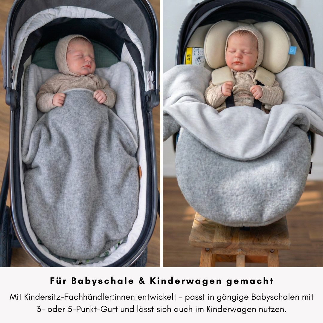 Einschlagdecke für Babyschale und Kinderwagen – flexible Babydecke für unterwegs
