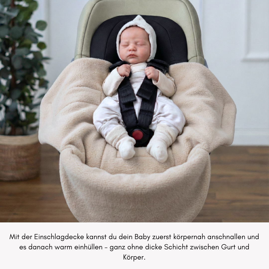 Einschlagdecke für Babyschale aus deutscher Manufaktur – nachhaltig und lokal gefertigt