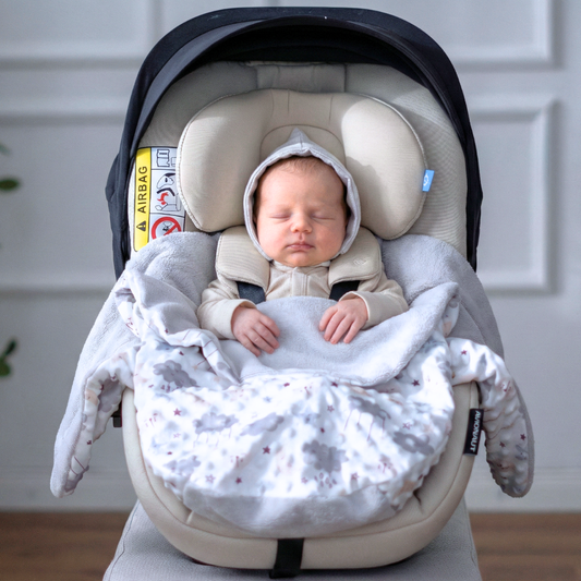 Einschlagdecke für das ganze Jahr - Wölkchen grau (mit Bambusfleece)