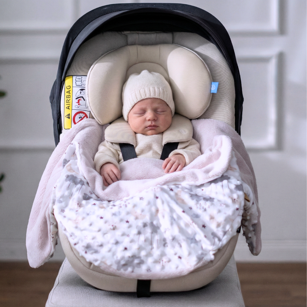 Einschlagdecke für das ganze Jahr - Wölkchen rosé (mit Bambusfleece)