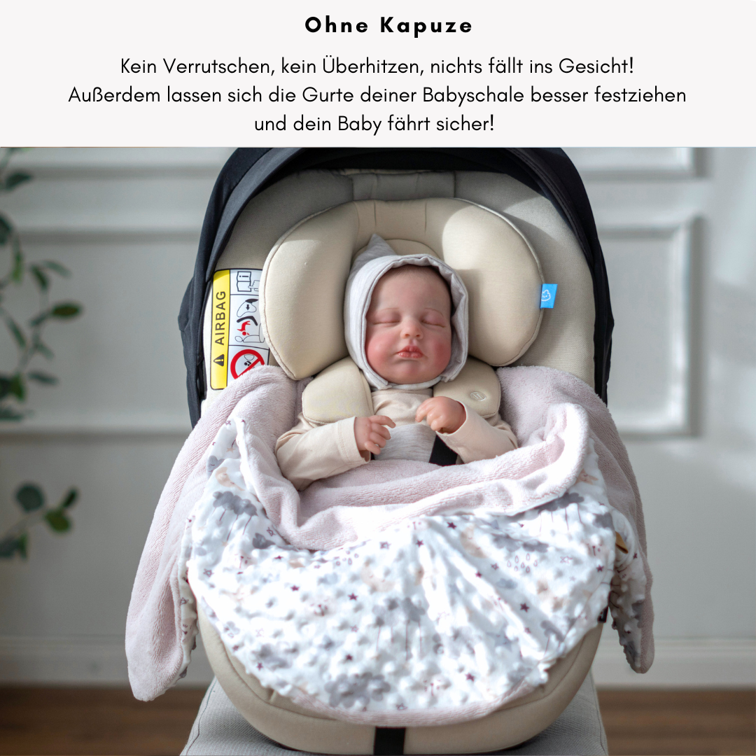 Einschlagdecke für das ganze Jahr - Wölkchen rosé (mit Bambusfleece)