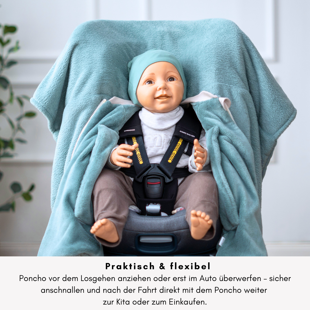 Kindersitzponcho "flauschig mint"