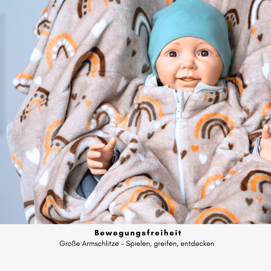 Kindersitzponcho "flauschiger Regenbogen"