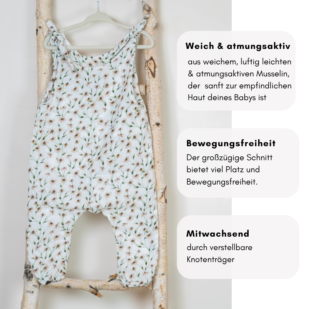 Musselin-Knotenhose – Leicht, luftig & mitwachsend "Streublümchen"